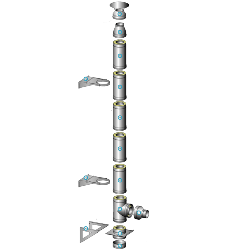 Комплект утепленного дымохода D110/170 мм AISI 304-0.8мм AISI 430-0.5мм (5 метров)